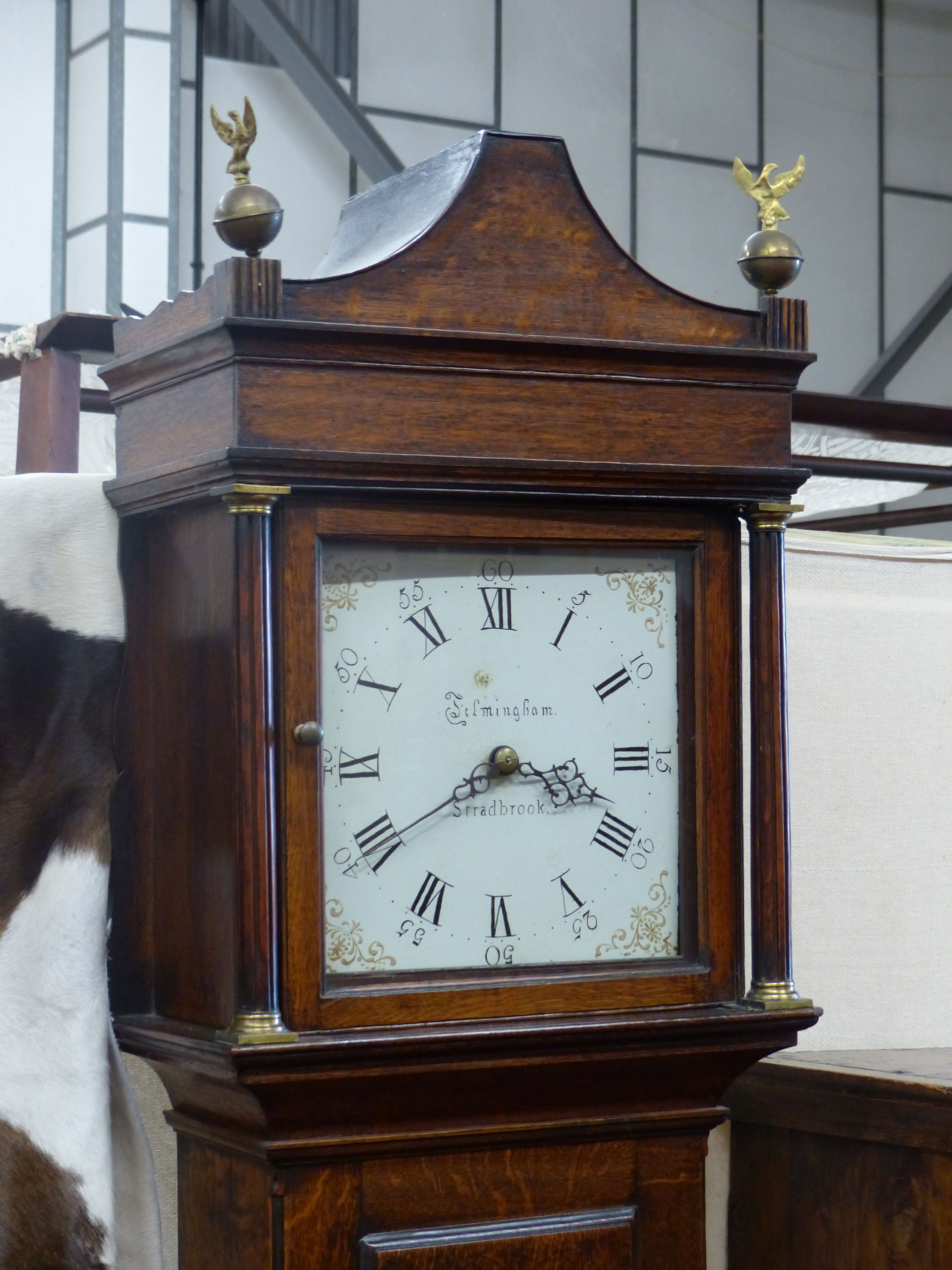 A George III oak longcase clock, Filmingham, marked Stradbrook, Birmingham, height 202cm